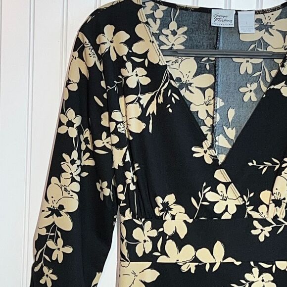 Giorgio Fiotline dress women’s size large flower core vneck tie waist 3/4 sleeve - Picture 2 of 12